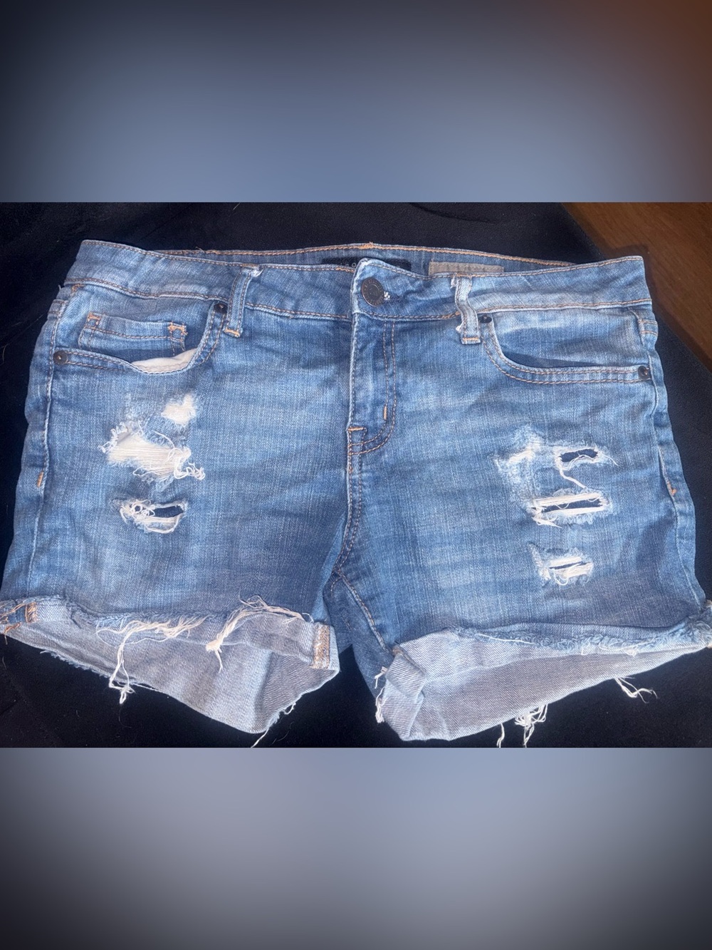 Aeropostale Distressed Blue Denim Jean Shorts